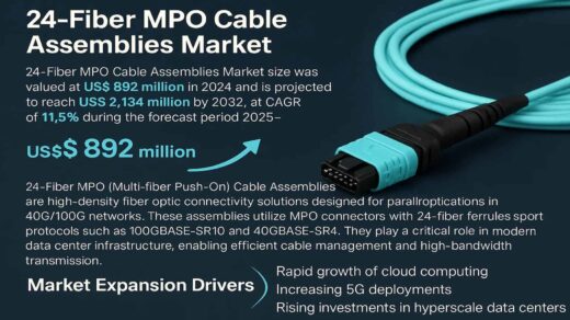 24-Fiber MPO Cable Assemblies Market to Reach USD 2,134 Million by 2032, Growing at a CAGR of 11.5%
