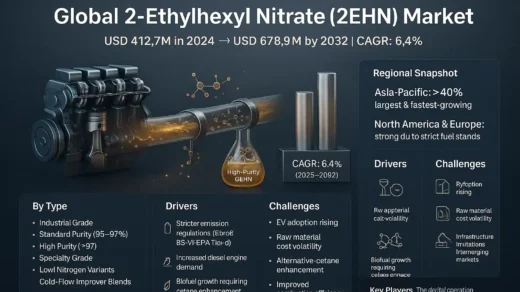 Global 2-Ethylhexyl Nitrate Market to Reach USD 678.9 Million by 2032, Exhibiting a CAGR of 6.4%