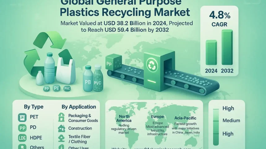 Global General Purpose Plastics Recycling Market to Reach USD 59.4 Billion by 2032, Exhibiting a CAGR of 4.8%
